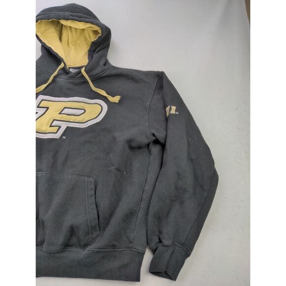 Mens Stadium Athletics Hoodie Sweatshirt Size M Pullover Patch Logo Black Gold - Picture 6 of 11